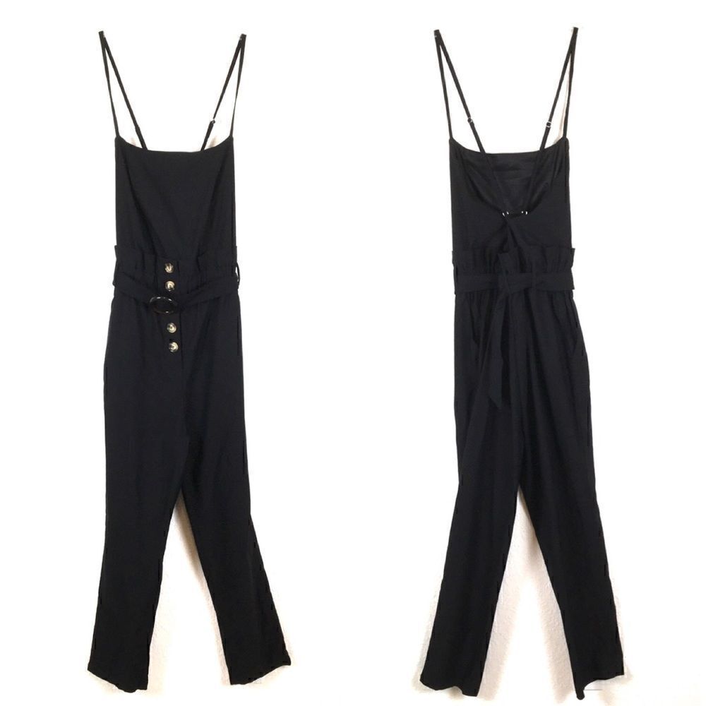 ‎NWT Blue Blush spaghetti strap paperbag jumpsuit S